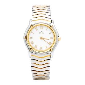 Ebel Mother of Pearl 18k Yellow Gold Stainless Steel Classic Wave 1090121 Women's Wristwatch 27 mm