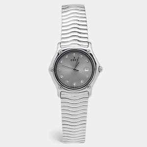 Ebel Grey Diamond Stainless Steel Sport Classic 9087132 Women's Wristwatch 33 mm 