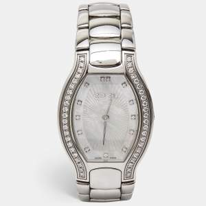 Ebel Mother of Pearl Diamond Stainless Steel Beluga Tonneau 9901G38 Women's Wristwatch 28 mm 