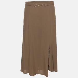 Elena Miro Khaki Jersey Belted Midi Skirt XL