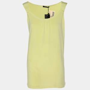 Pre Owned Elena Miro Yellow Jersey Sleeveless Top XL