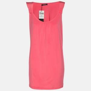 Pre Owned Elena Miro Pink Jersey Sleeveless Tops L