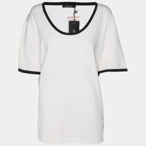Pre Owned Elena Miro White/Black Knit T-Shirt XXL