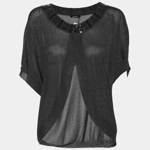 Elena Miro Grey Shimmered Lurex Knit Shrug Top XL
