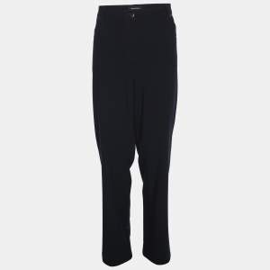 Pre Owned Elena Miro Navy Blue Satin Pocket Embellished Trousers XL