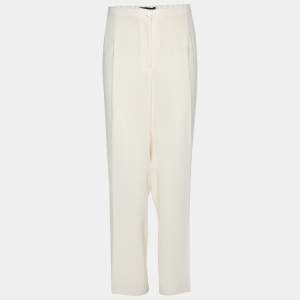 Pre Owned Elena Miro Cream Satin Straight Leg Trousers XL