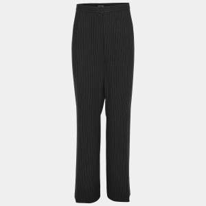 Pre Owned Elena Miro Dark Grey Striped Fabric Trousers XXL