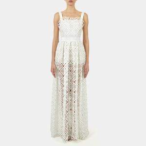 Elie Saab White Macrame Lace Long Dress L