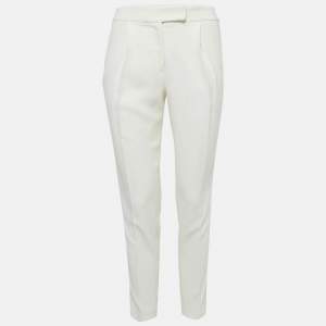 Elie Saab White Side Stripe Crepe Trousers XS