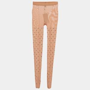 مملوكة مسبقًا جوارب ضيقة أيلينور صعب شبك عاري بخطوط الراين شفافة مقاس صغير - سمول