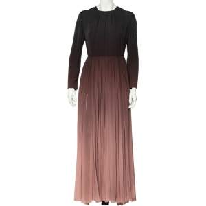 Elie Saab Brown Ombre Silk Draped Maxi Dress M