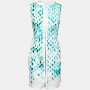 Elie Tahari Blue Cool Water Print Sleeveless Zip Front  Mila Dress S