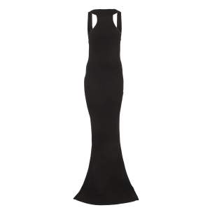 Pre Owned Elisabetta Franchi Black Crepe Back Open Evening Gown S