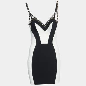 Elisabetta Franchi Black/White Knit Mini Dress S