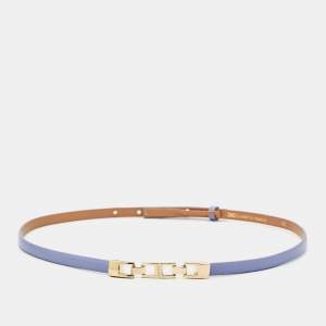 Elisabetta Franchi Purple Faux Leather Slim Belt 42