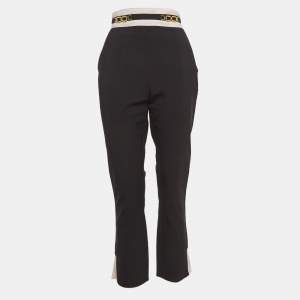 Elisabetta Franchi Black Embellished Stretch Knit Trousers L