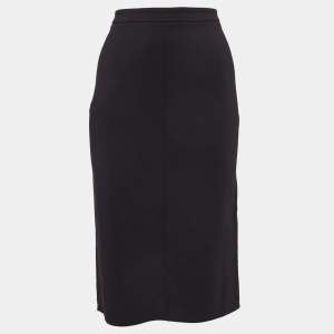 Pre Owned Elisabetta Franchi Black Crepe Pencil Skirt M