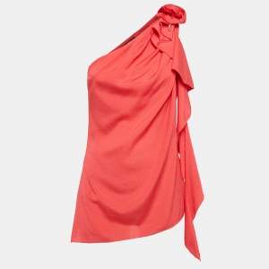 Elisabetta Franchi Red Crepe One Shoulder Top L