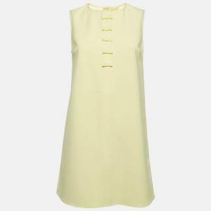 Elisabetta Franchi Yellow Crepe Bow Detail Passepartout Dress S