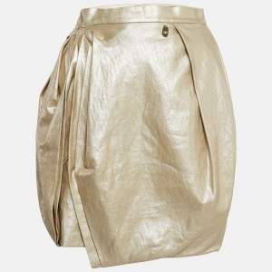 Elisabetta Franchi Gold Linen Draped Mini Skirt L
