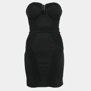 Elisabetta Franchi Black Knit Neck Embellished Mini Dress L