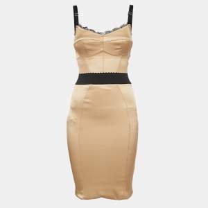 Elisabetta Franchi Brown Jersey Lace Trim Corset Sleeveless Mini Dress M