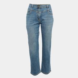 Elisabetta Franchi Blue Washed Denim Loose Fit Jeans M