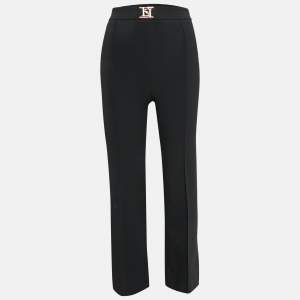 Elisabetta Franchi Black Logo Detail Waist Jersey Trousers S
