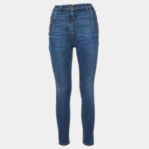 Elisabetta Franchi Blue Denim Button Detail Jeans M Waist 28"