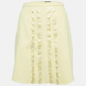 Elisabetta Franchi Yellow Crepe Scallop Detail Mini Skirt M