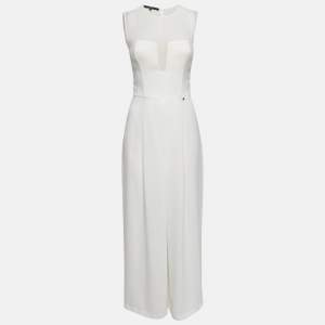 Elisabetta Franchi White Crepe Sleeveless Jumpsuit S