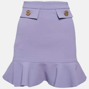 Elisabetta Franchi Purple Georgette Flounce Mini Skirt S