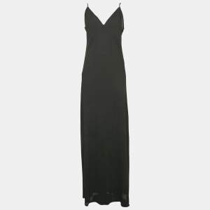 Elisabetta Franchi Black Crepe Maxi Slip Dress L