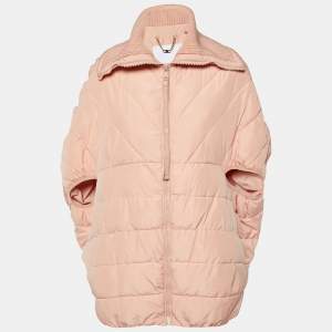 Elisabetta Franchi Peach/Orange Zip-Up Puffer Jacket S