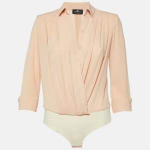 Elisabetta Franchi Peach Orange Georgette Bodysuit S
