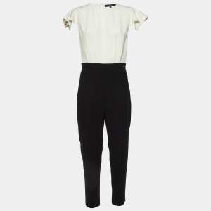 Elisabetta Franchi Monochrome Crepe Pleated Jumpsuit XL