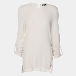 Elisabetta Franchi Cream Knit Fabric Long Sleeve Blouse XL