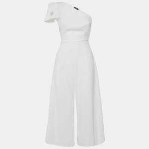 Elisabetta Franchi White Crepe One-Shoulder Jumpsuit S
