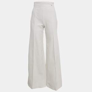 Elisabetta Franchi White Jersey Wide Leg Trousers M