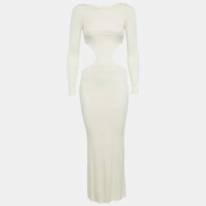 Elisabetta Franchi Cream Jersey Cut-Out Long Dress S