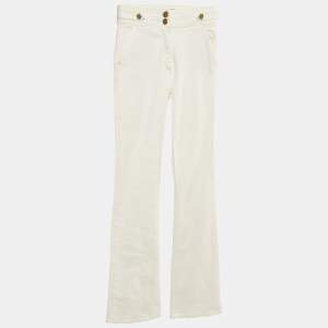 Elisabetta Franchi White Denim Wide-Leg Jeans S Waist 25"