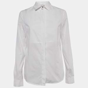 Elisabetta Franchi White Cotton Long Sleeve Shirt M