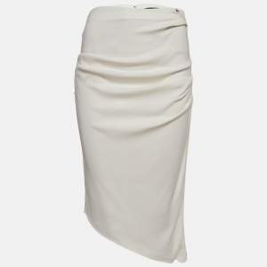 Elisabetta Franchi Off-White Crepe Draped Asymmetric Skirt M