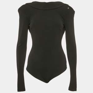 Elisabetta Franchi Black Jersey Full Sleeve Bodysuit M