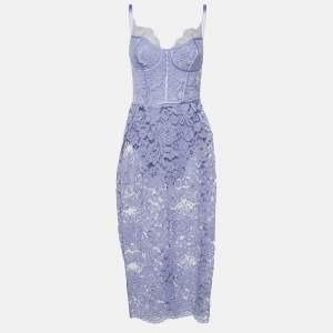 Elisabetta Franchi Purple Lace Sleeveless Midi Dress M