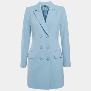 Elisabetta Franchi Blue Crepe Double Breasted Blazer Dress M