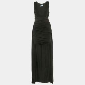 Elisabetta Franchi Black Draped Sleeveless V-Neck Carpet Gown L