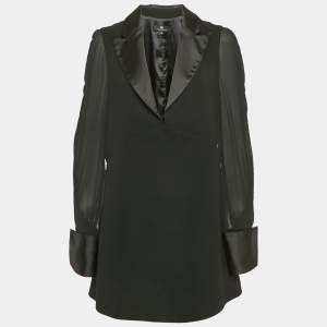 Elisabetta Franchi Black Crepe Full Sleeve Mini Dress M