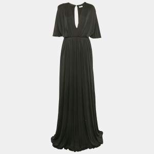 Elisabetta Franchi Black Jersey V-Neck Gown M