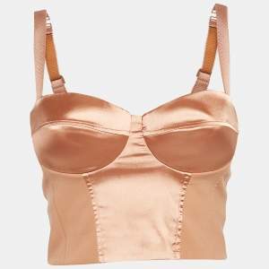 Elisabetta Franchi Orange Satin Strappy Bustier Top S
